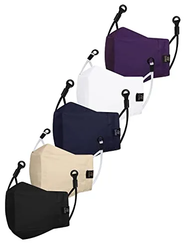 Cenwell 5 Pcs Kids 3D Mask for School, 6 Layer, Reusable, Washable, Breathable Stylish Designer Fabric Face Mask with Adjustable Earloops for Boys Girls Students (Multicolor)