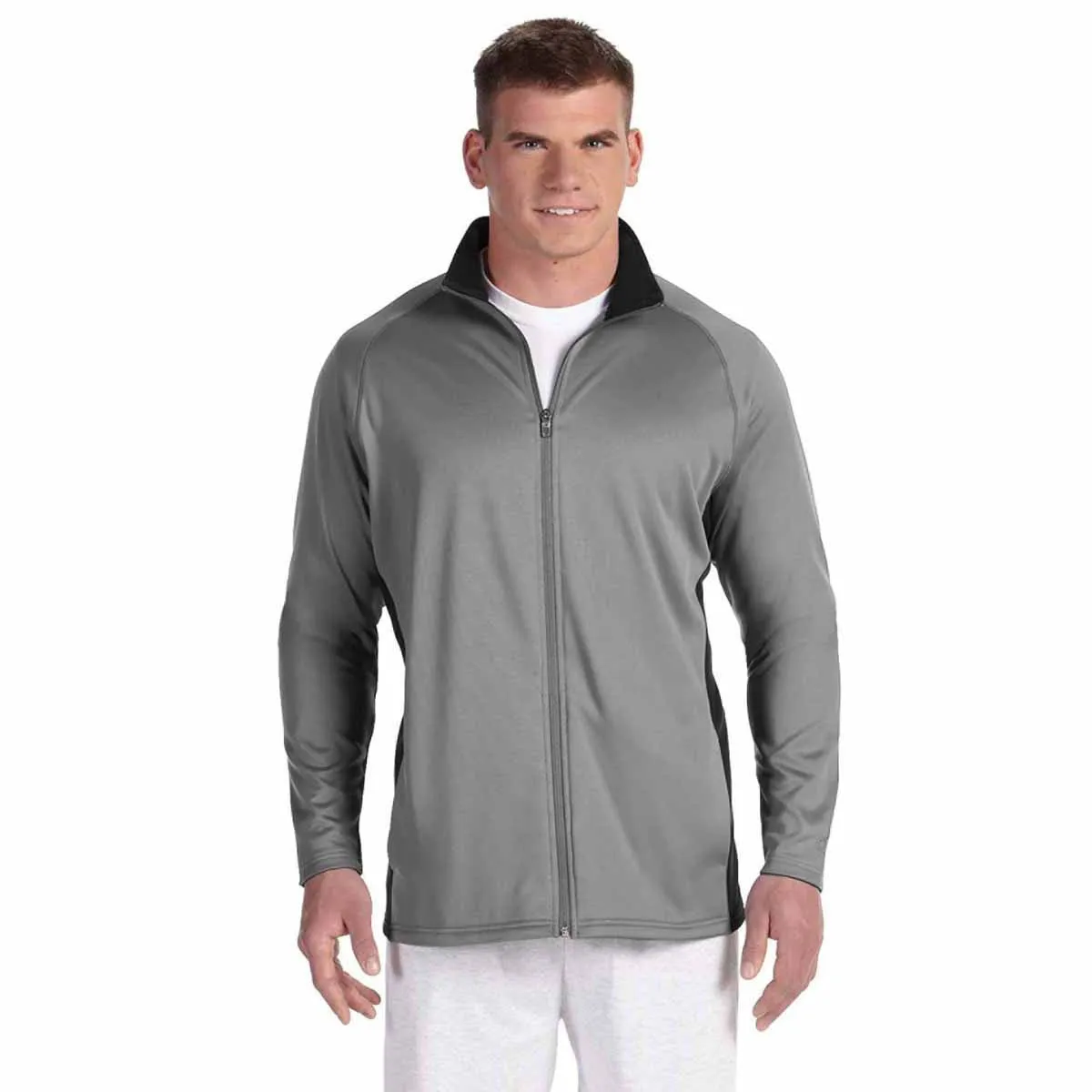 Champion Men's Stone Grey/Black Performance 5.4-Ounce Colorblock Full-Zip Jacket
