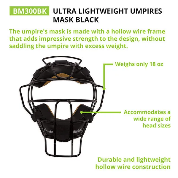 Champion Sports ULTRA LIGHTWEIGHT UMPIRE FACE MASK BLACK