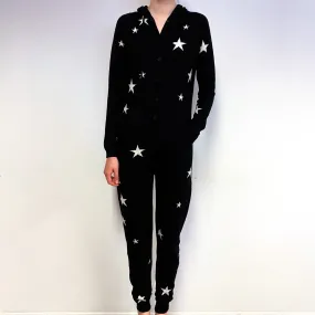 Chinti and Parker Black White Star Cashmere Onesie Extra Small