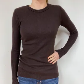Chocolate Brown Cashmere Crew Neck Jumper Extra Small