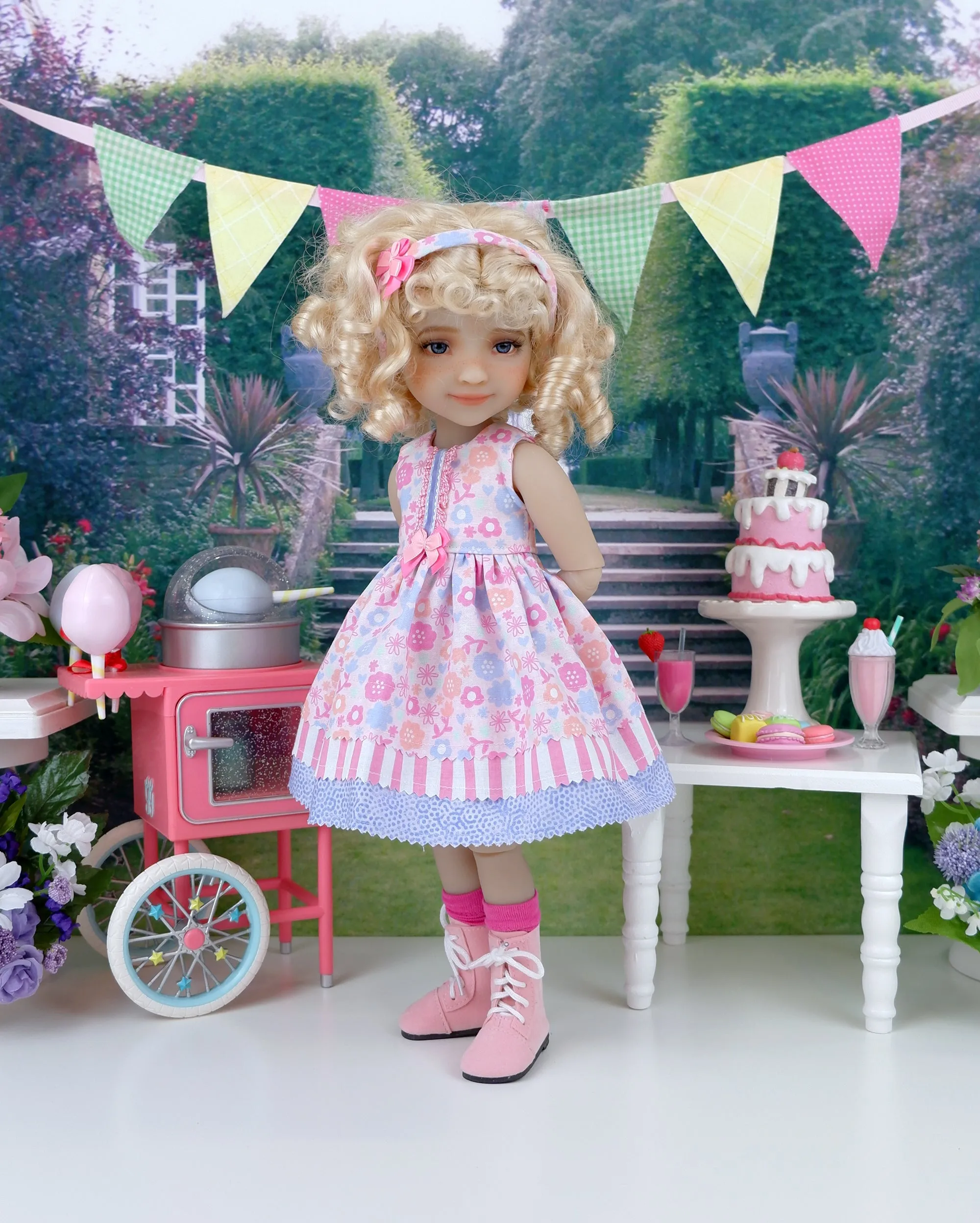 Cotton Candy Flowers - dress with boots for Ruby Red Fashion Friends doll