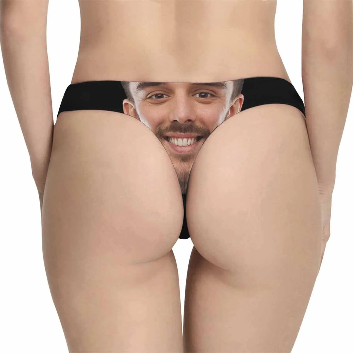 Custom Face Women's Lingerie Design Black Panties Personalized Women's Classic Thongs Valentine's Day Gift