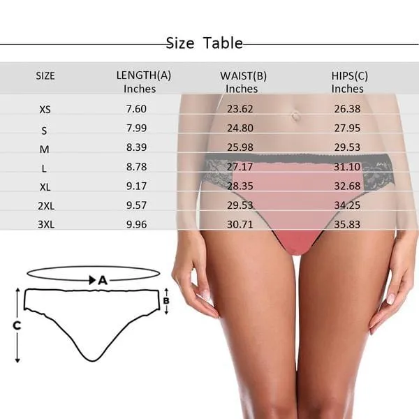 Custom Lace Underwear Personalized Face Zipper Rose Women's Lace Panty Valentine's Gift for Girlfriend or Wife