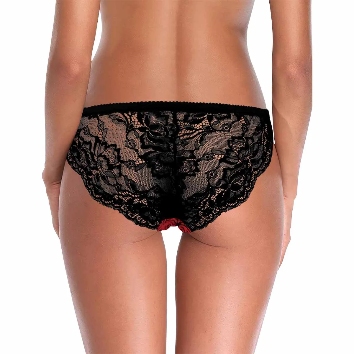 Custom Lace Underwear Personalized Face Zipper Rose Women's Lace Panty Valentine's Gift for Girlfriend or Wife