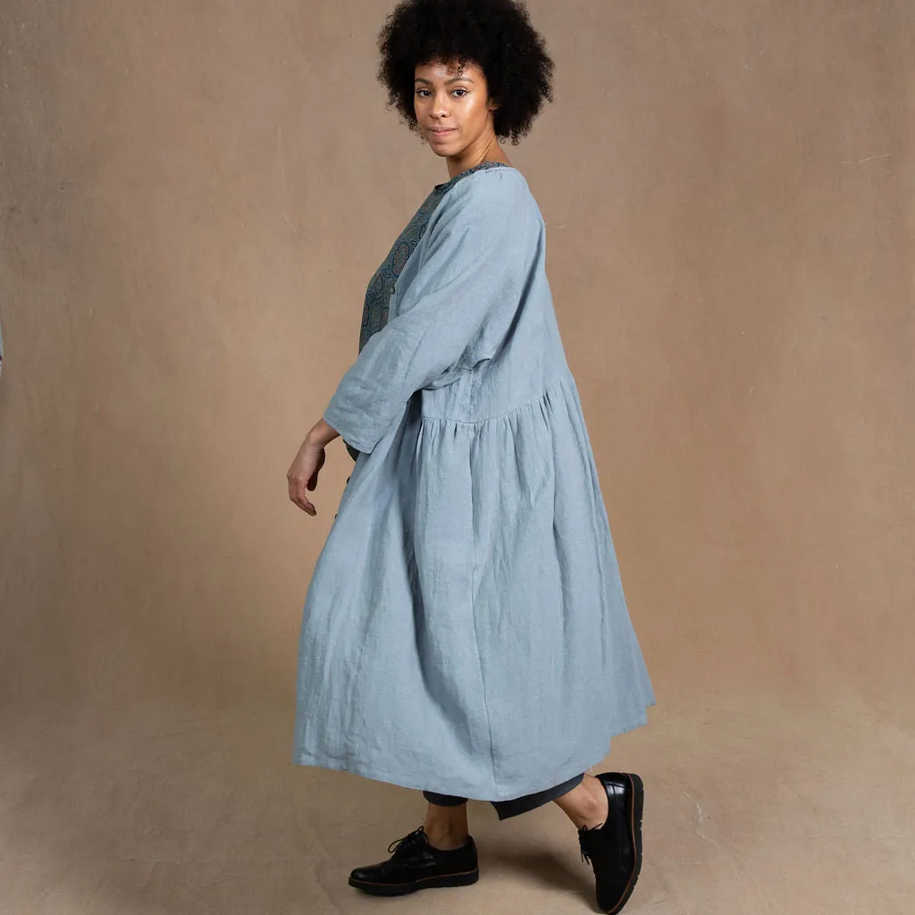 Dahlia Dove Grey Linen Coat Dress