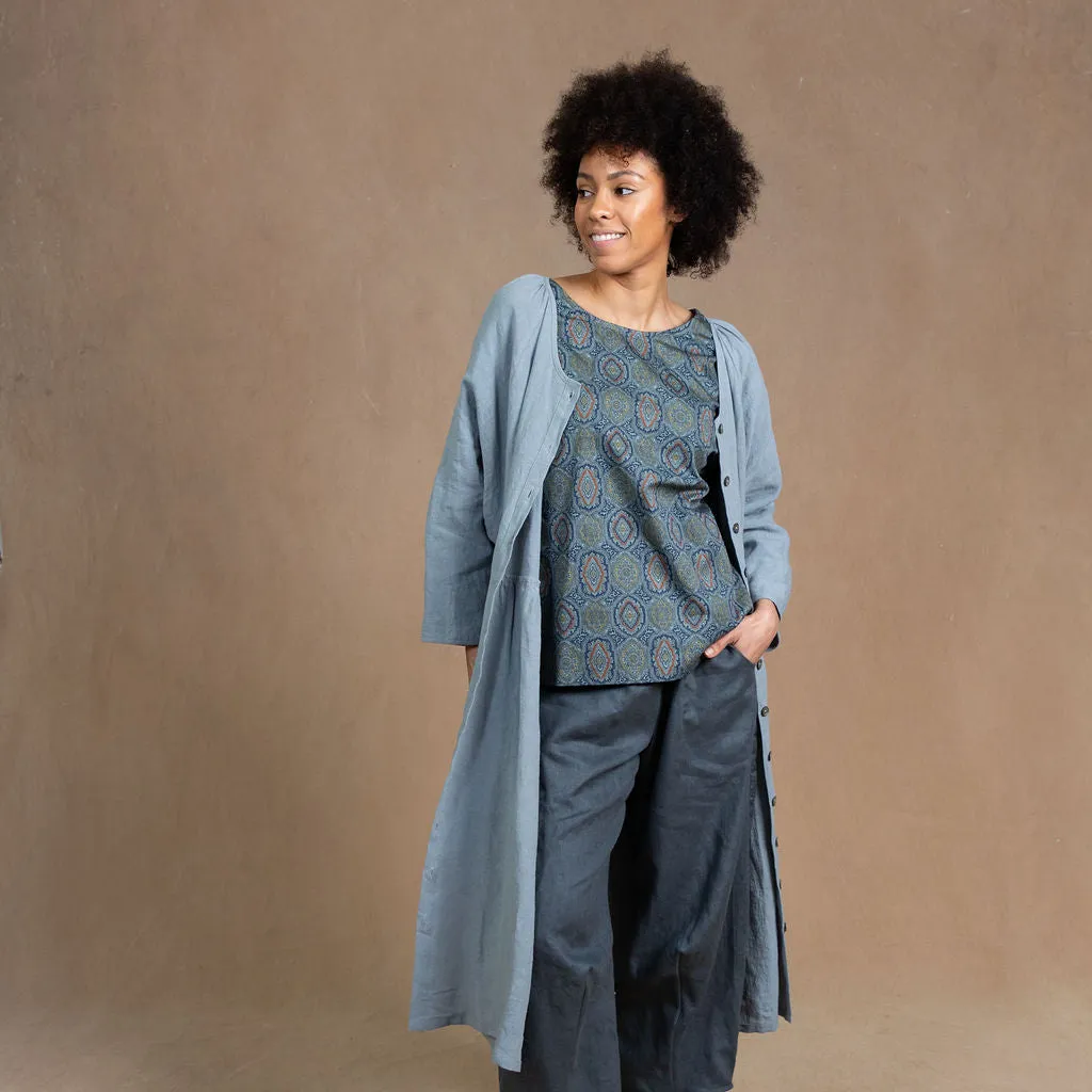 Dahlia Dove Grey Linen Coat Dress
