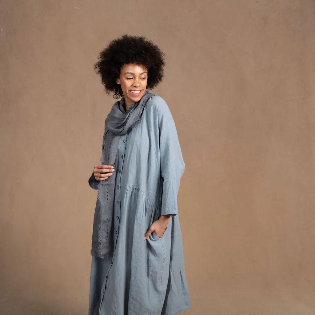 Dahlia Dove Grey Linen Coat Dress