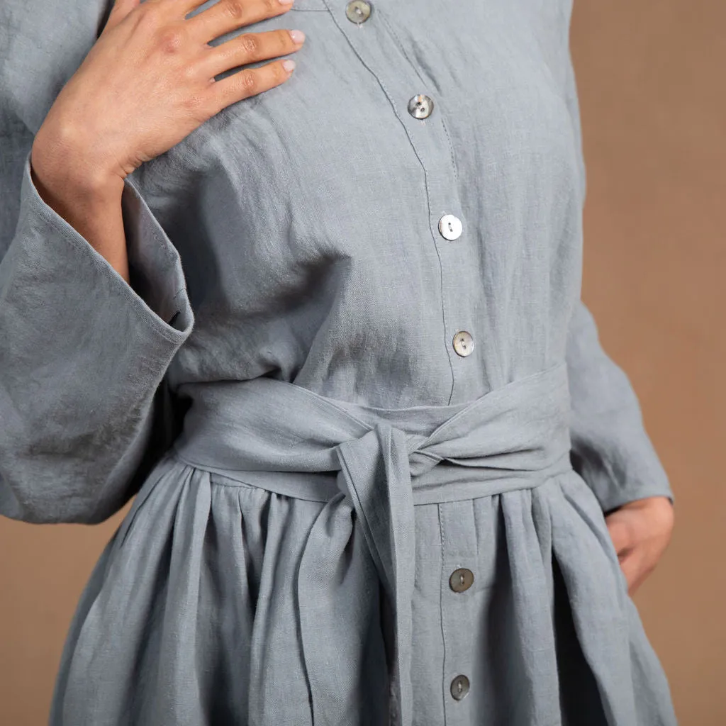 Dahlia Dove Grey Linen Coat Dress