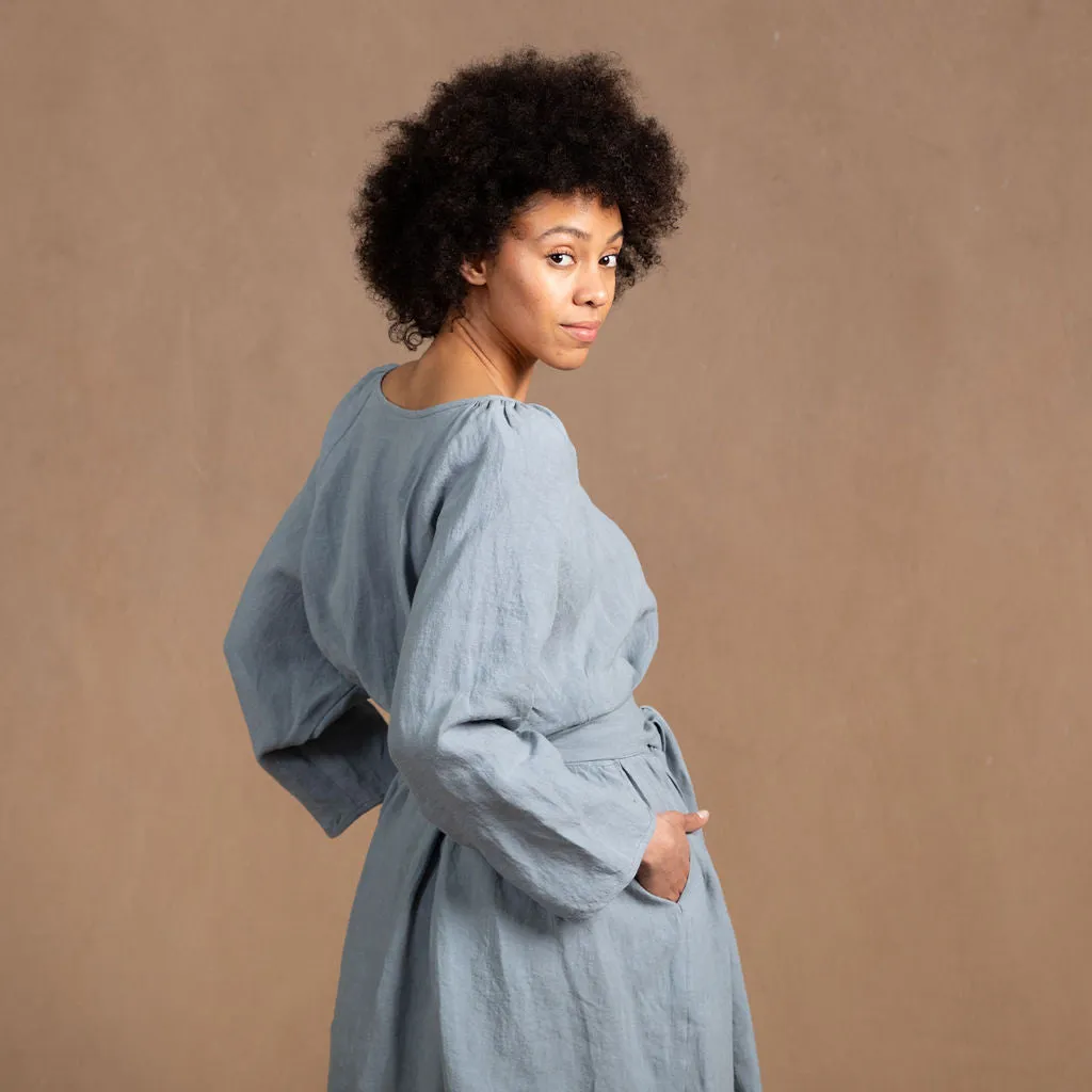 Dahlia Dove Grey Linen Coat Dress