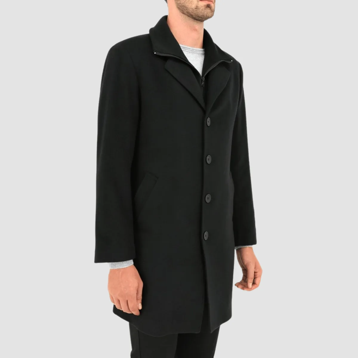 Daniel Hechter profile winter overcoat in black Wool Blend