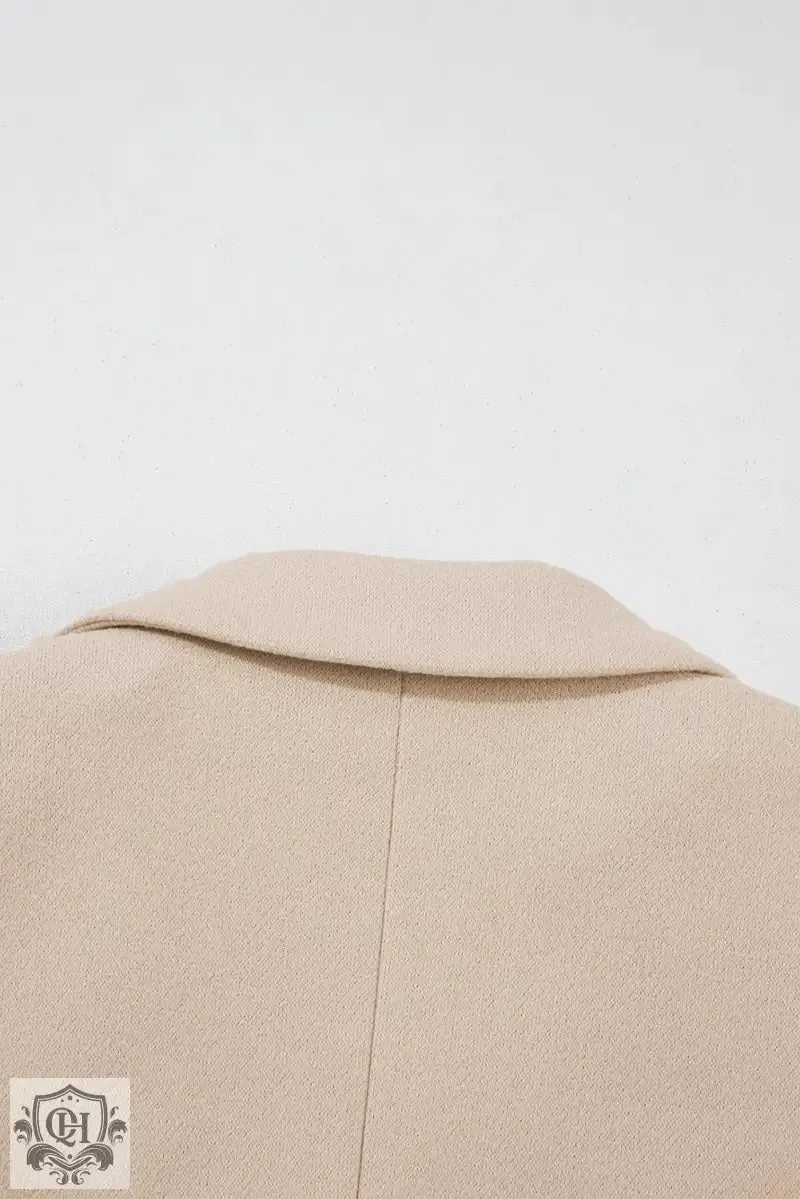 Dark Khaki Single Breasted Lapel Collar Flap Pocketed Overcoat