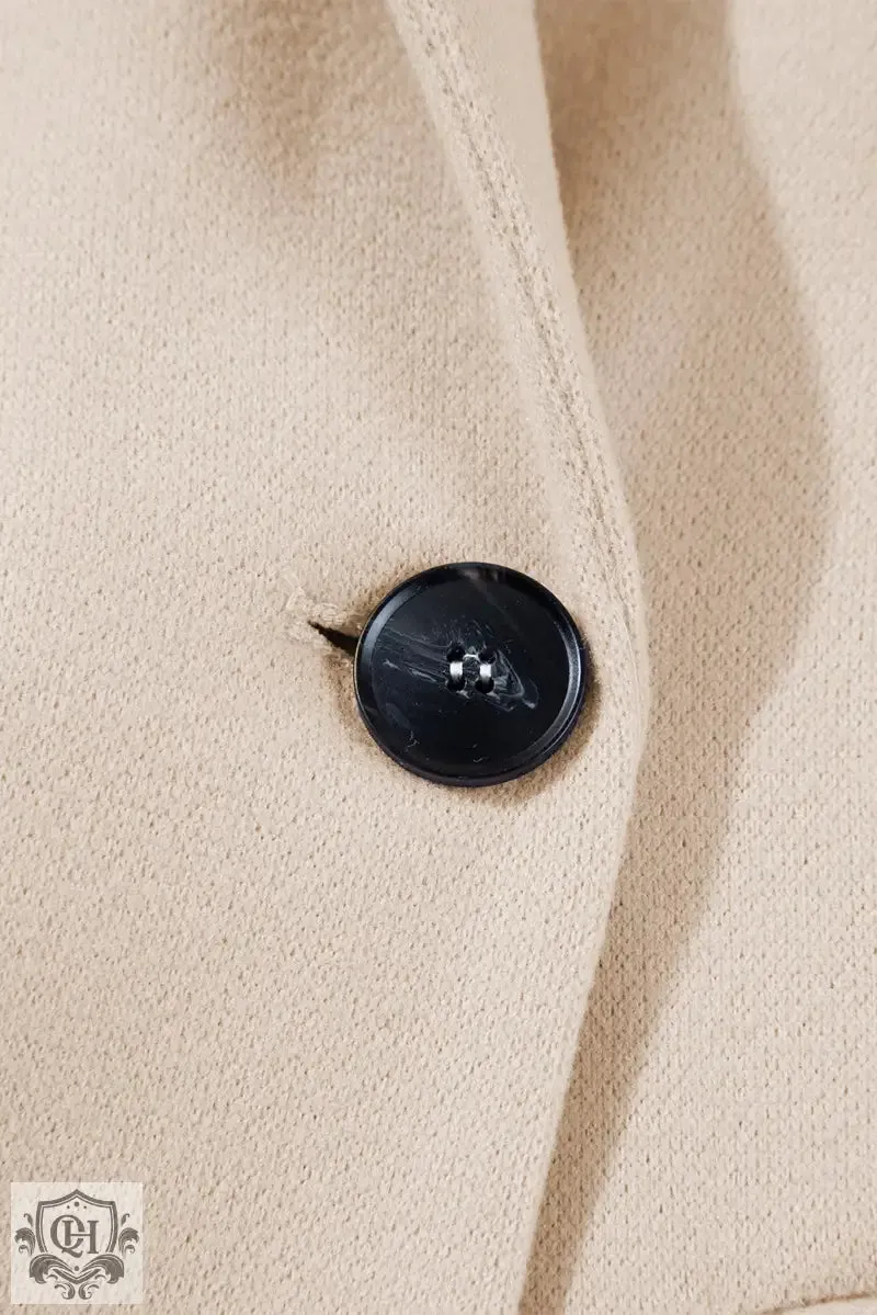 Dark Khaki Single Breasted Lapel Collar Flap Pocketed Overcoat