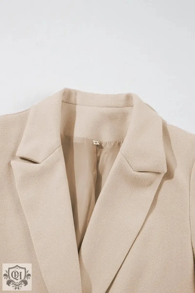 Dark Khaki Single Breasted Lapel Collar Flap Pocketed Overcoat