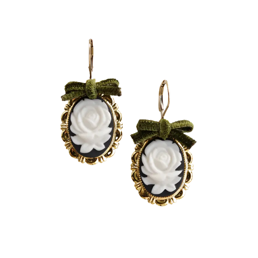 Dark Romance Rose Cameo Earrings