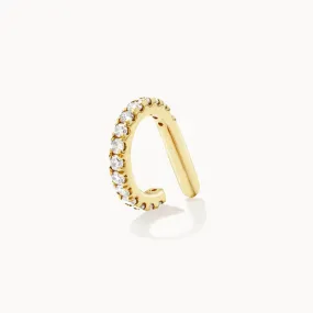 Diamond Bar Single Ear Cuff in 10k Gold