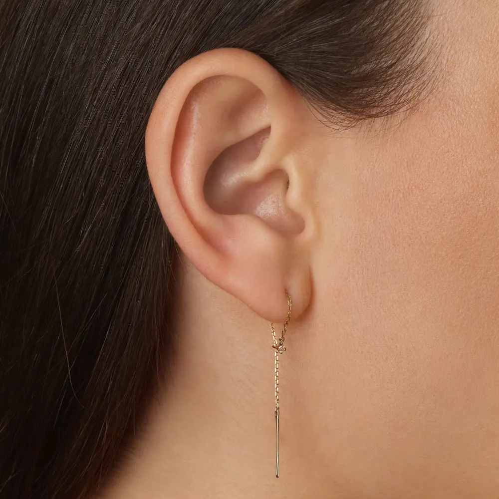 Diamond Lariat Y Single Threader in 10k Gold