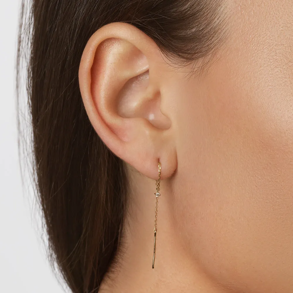 Diamond Lariat Y Single Threader in 10k Gold