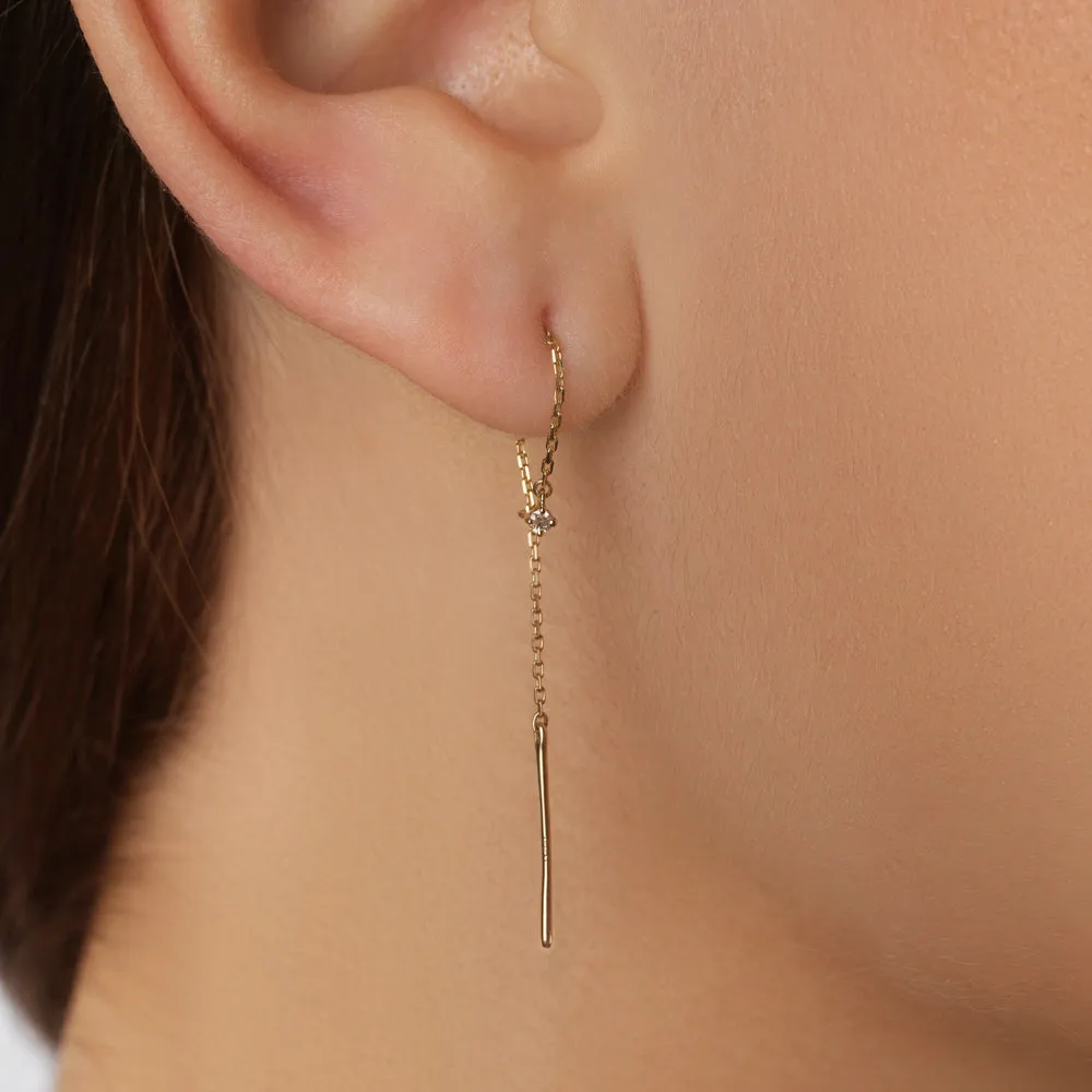 Diamond Lariat Y Single Threader in 10k Gold
