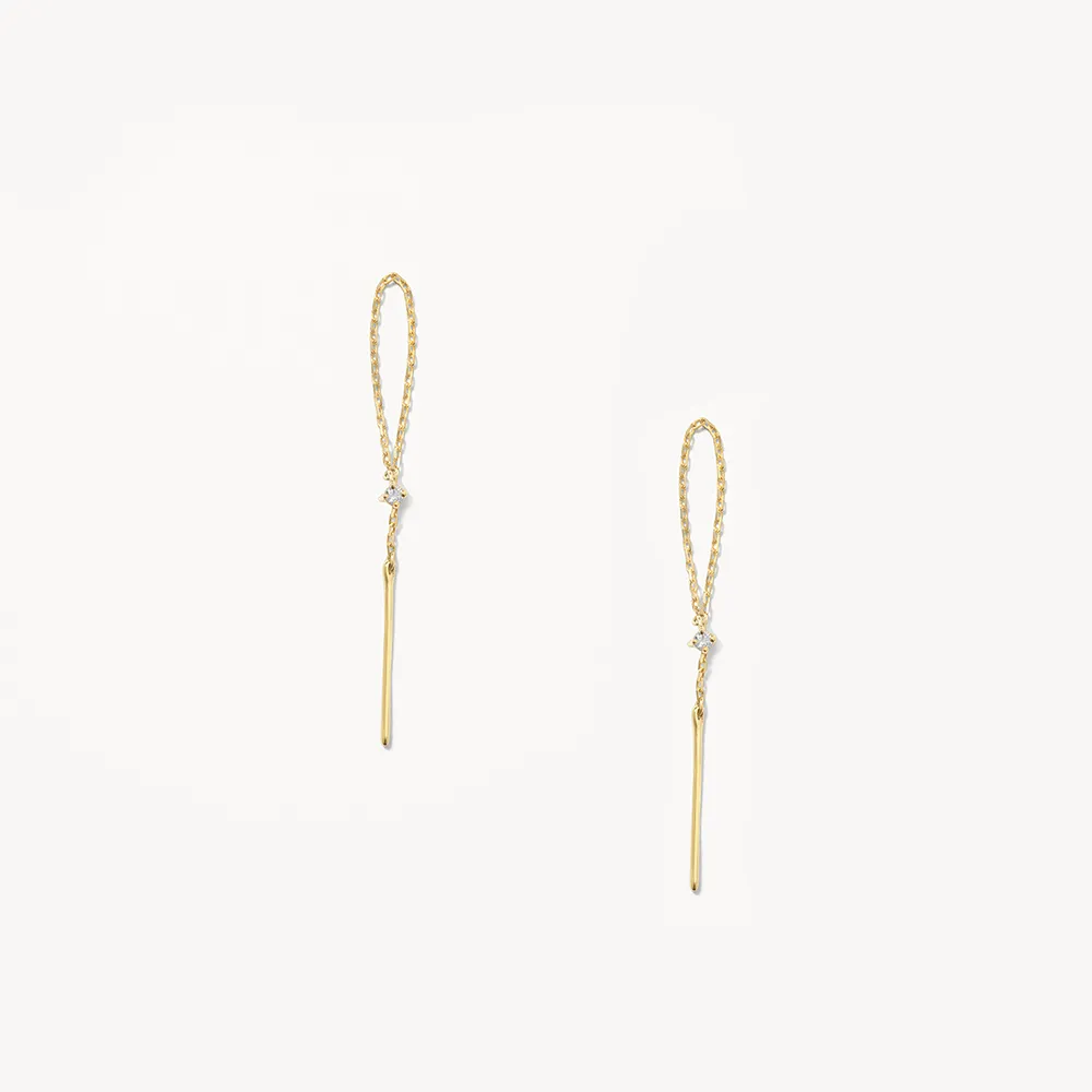 Diamond Lariat Y Single Threader in 10k Gold