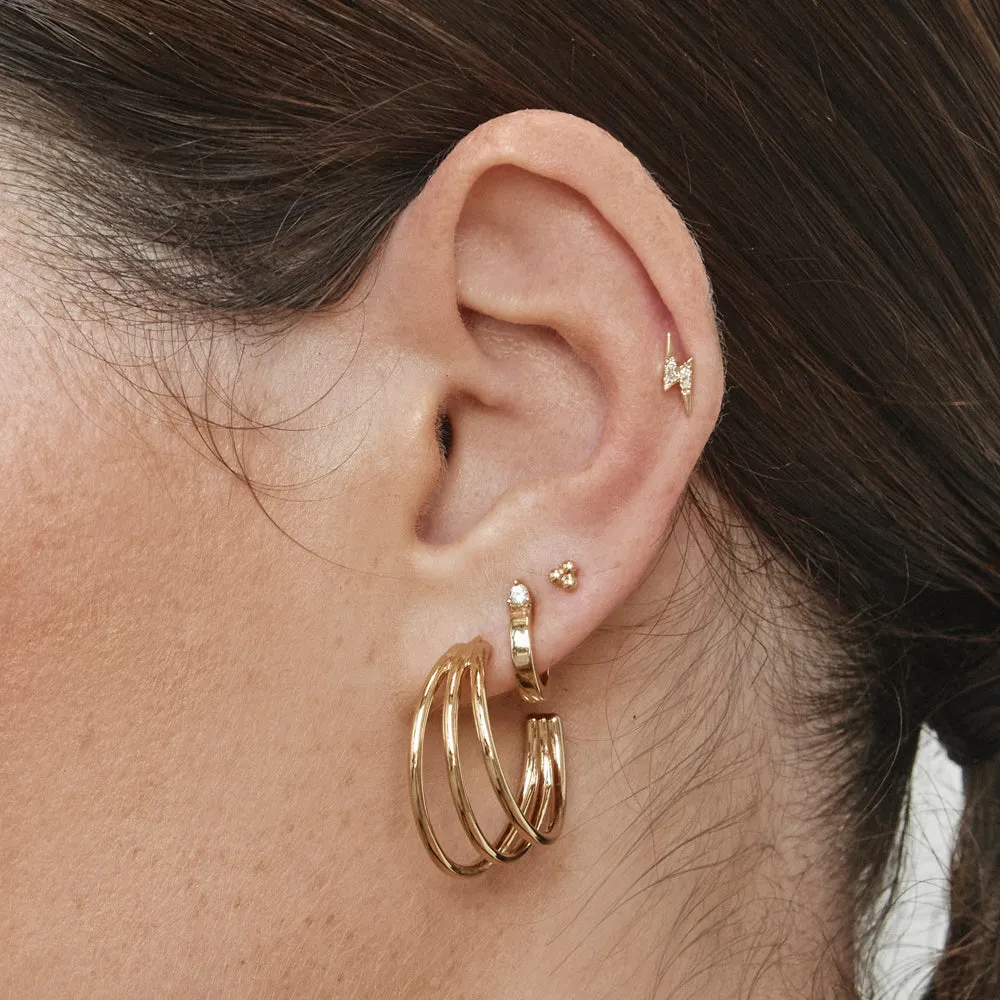 Diamond Lightning Bolt Helix Single Stud Earring in 10k Gold