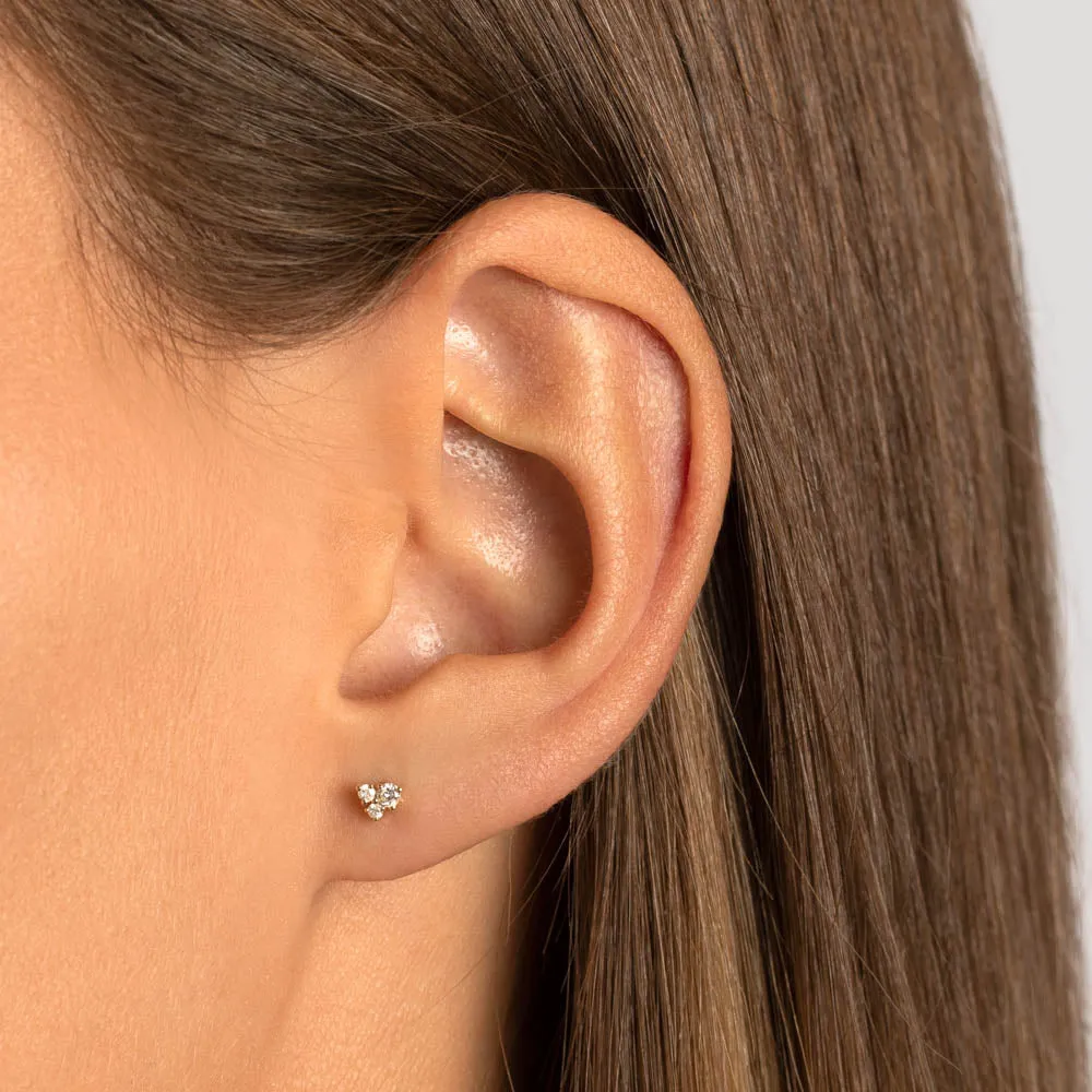 Diamond Trio Stud Earrings in 10k Gold