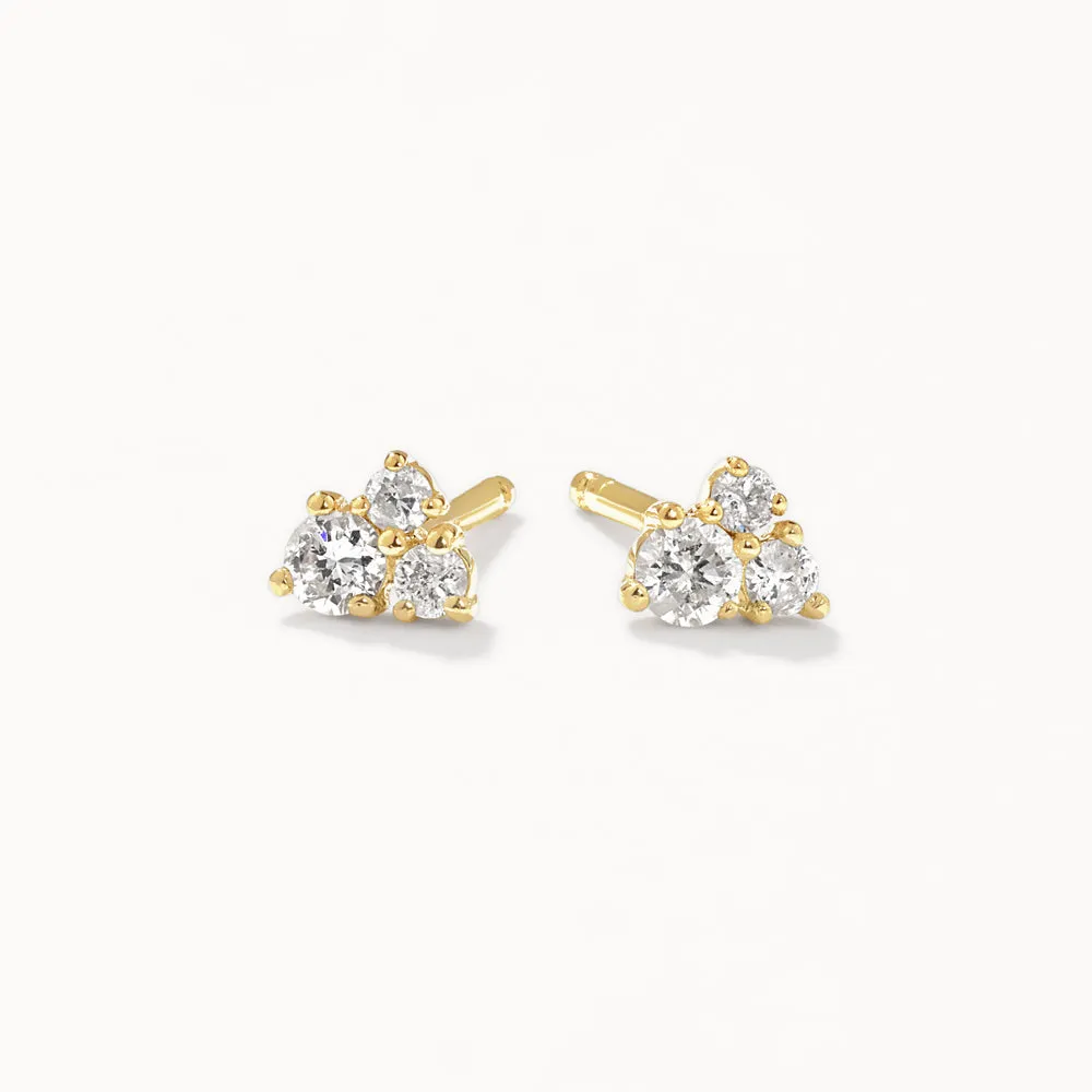 Diamond Trio Stud Earrings in 10k Gold
