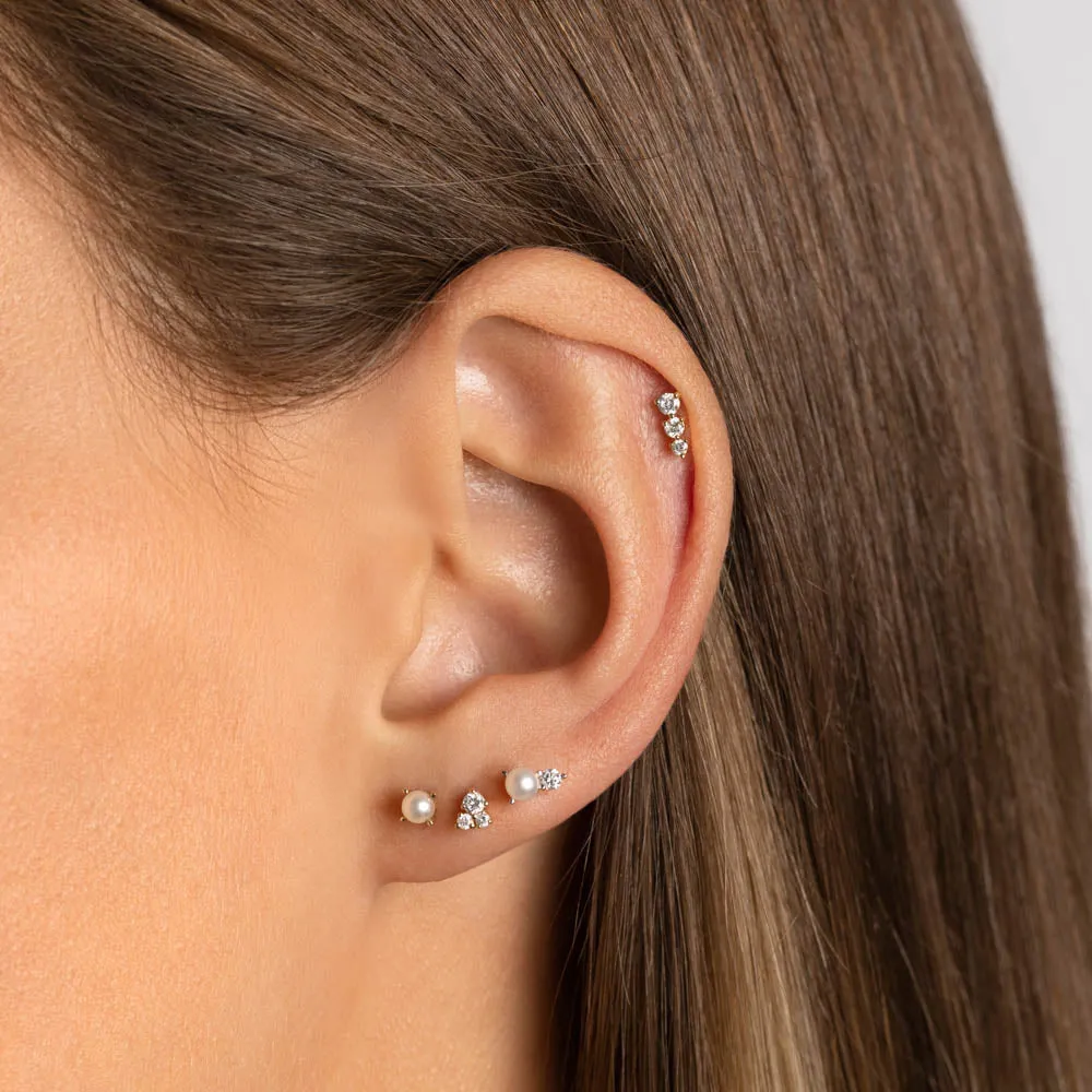 Diamond Trio Stud Earrings in 10k Gold