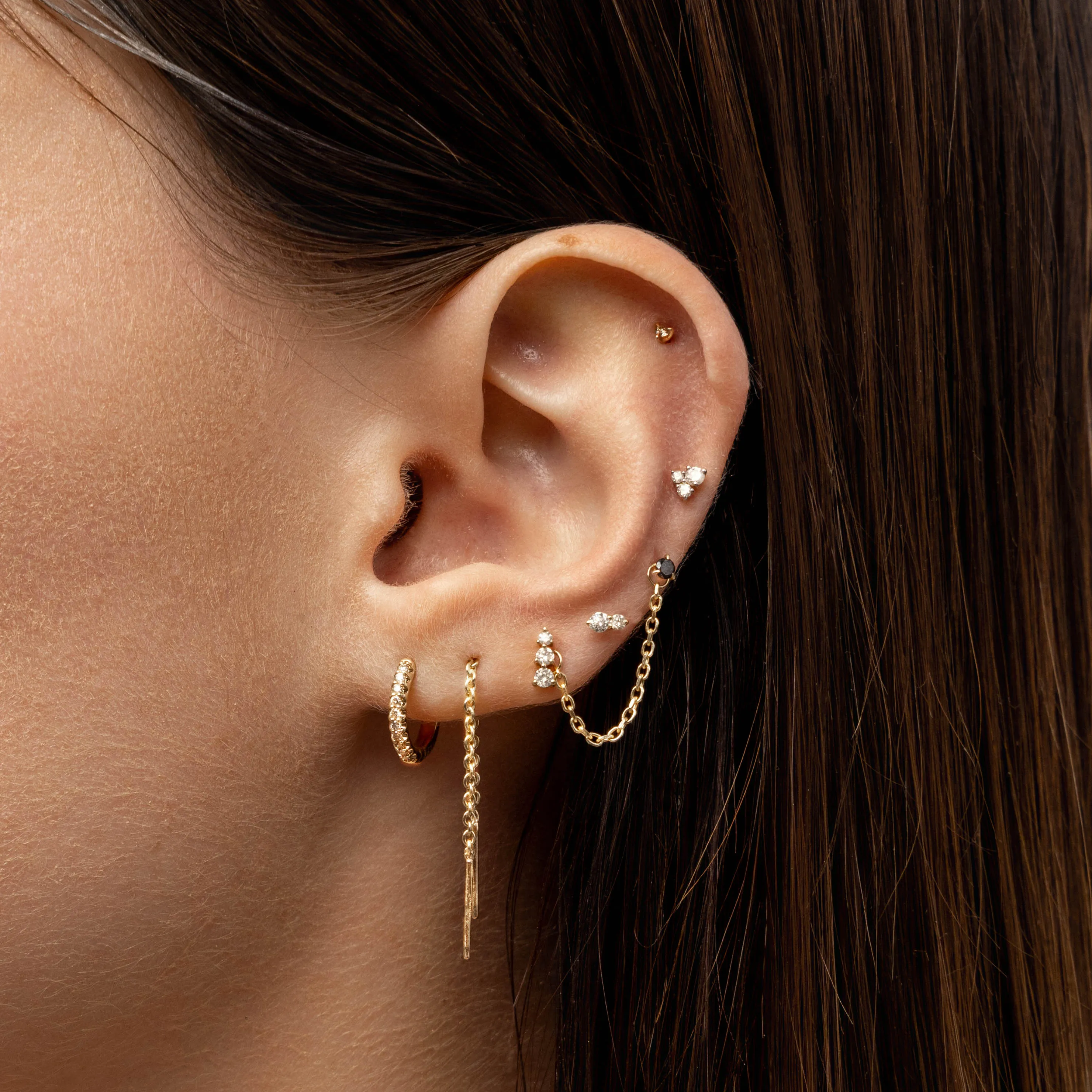 Diamond Trio Stud Earrings in 10k Gold