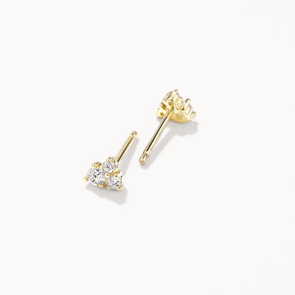 Diamond Trio Stud Earrings in 10k Gold