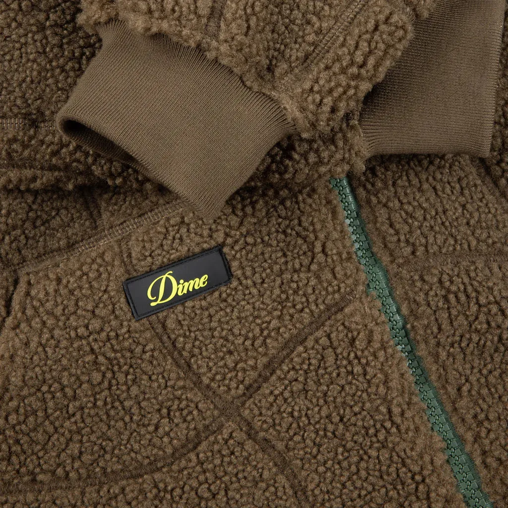Dime - Coverstitch Sherpa Fleece Jacket ~ Military Brown