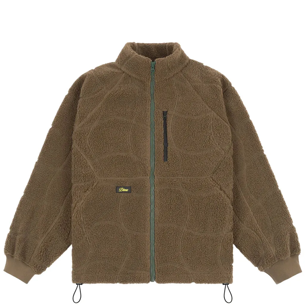 Dime - Coverstitch Sherpa Fleece Jacket ~ Military Brown