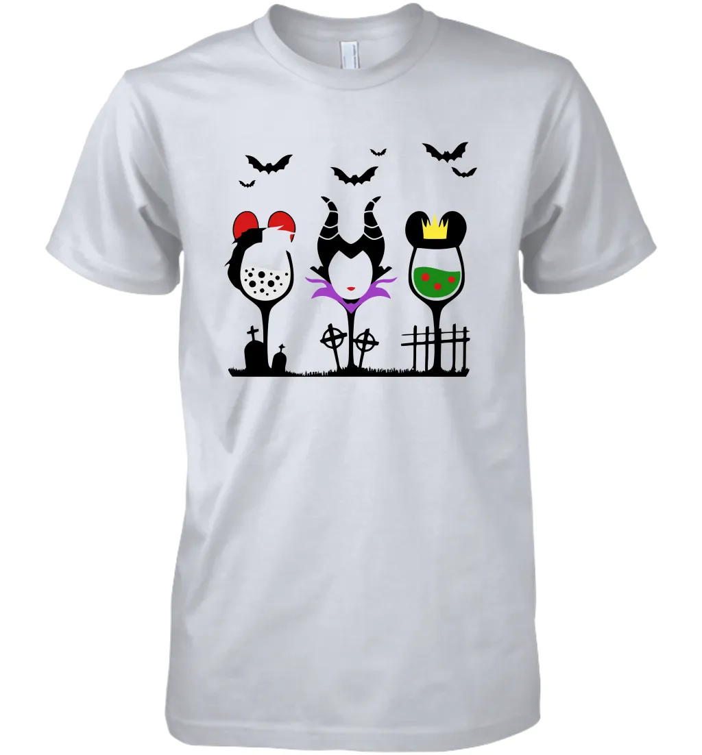 Disney Villains Cruella de Vil Maleficent Evil Queen wine Halloween Shirt Men's Premium T-Shirt