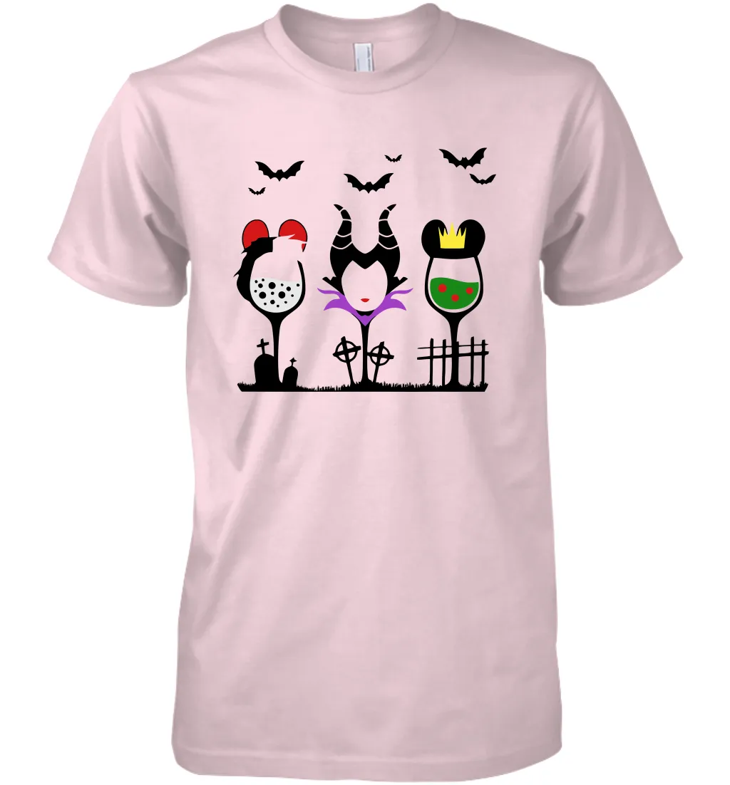 Disney Villains Cruella de Vil Maleficent Evil Queen wine Halloween Shirt Men's Premium T-Shirt