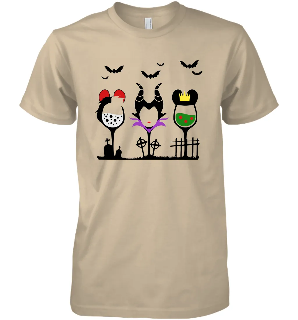 Disney Villains Cruella de Vil Maleficent Evil Queen wine Halloween Shirt Men's Premium T-Shirt