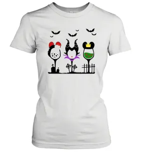 Disney Villains Cruella de Vil Maleficent Evil Queen wine Halloween Shirt Women's T-Shirt