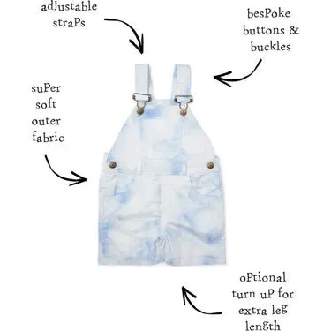 Dotty Dungarees Tie Dye Blue Overall Shorts