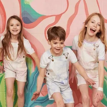 Dotty Dungarees Tie Dye Blue Overall Shorts
