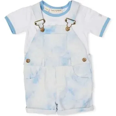 Dotty Dungarees Tie Dye Blue Overall Shorts