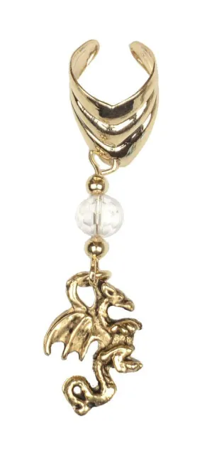 Ear Cuff With Charm Dragon - Gold