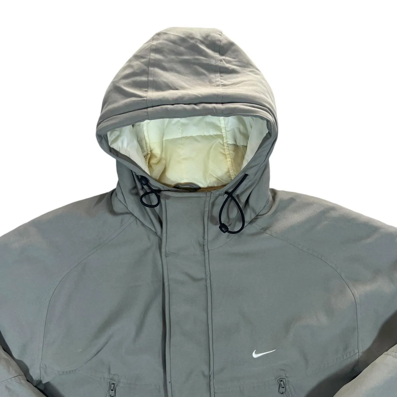 Early 00's NIKE Classic Grey Mini Logo Hooded Padded Puffer Jacket