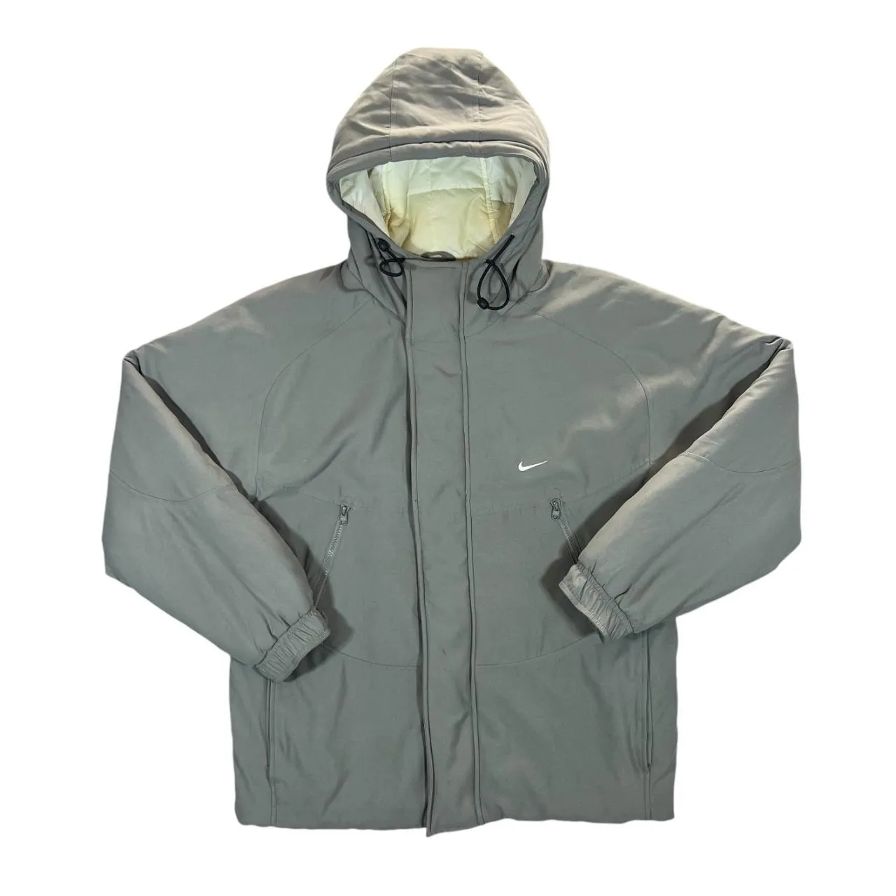 Early 00's NIKE Classic Grey Mini Logo Hooded Padded Puffer Jacket
