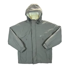 Early 00's NIKE Classic Grey Mini Logo Hooded Padded Puffer Jacket