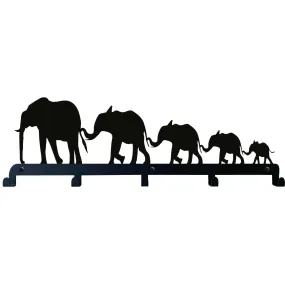 Elephant Family Metal Coat Rack, Wall Mount Hanger