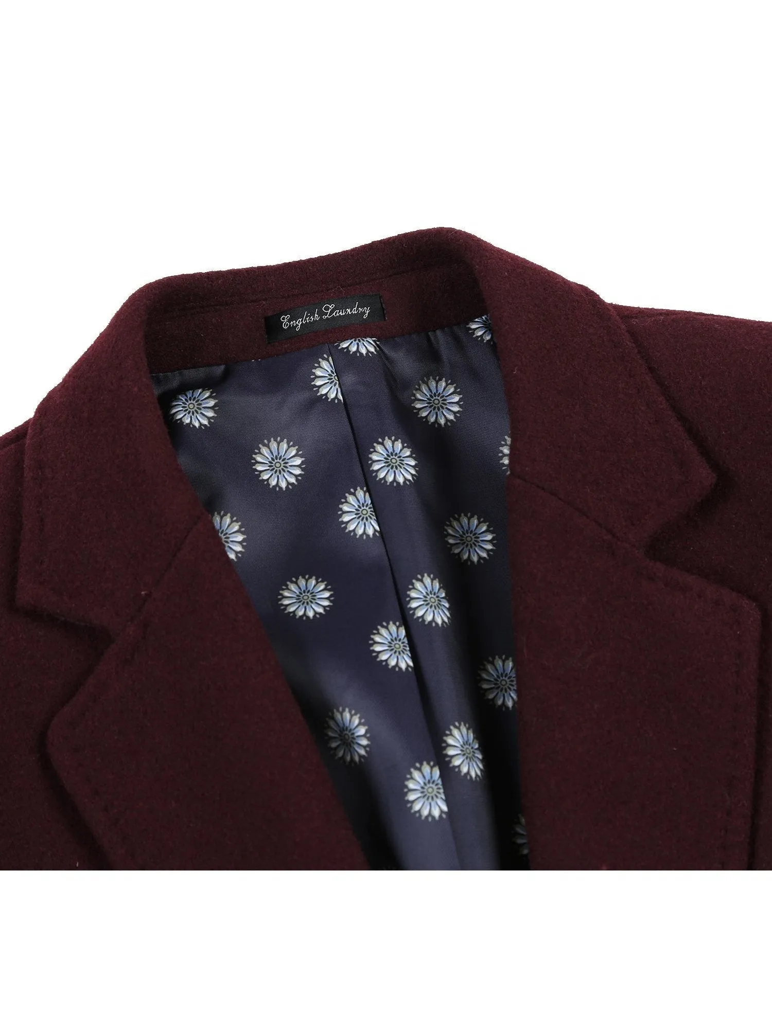 English Laundry Wool Blend Breasted Burgundy Top Coat