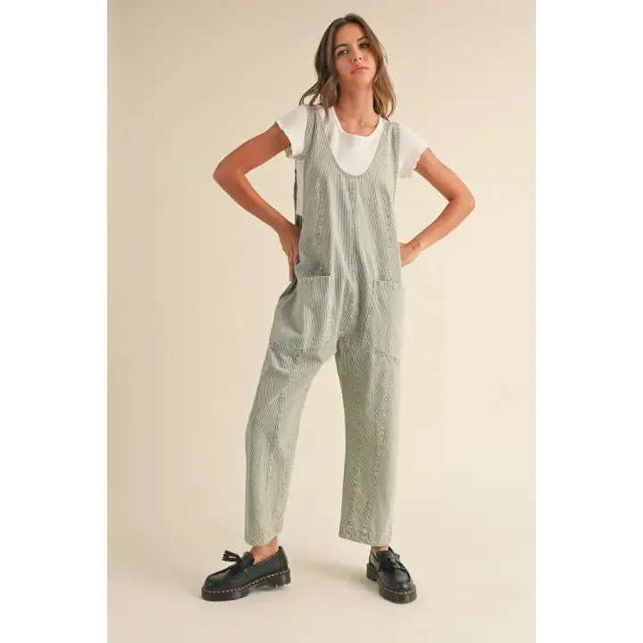 Faded Stripe Pattern Overall