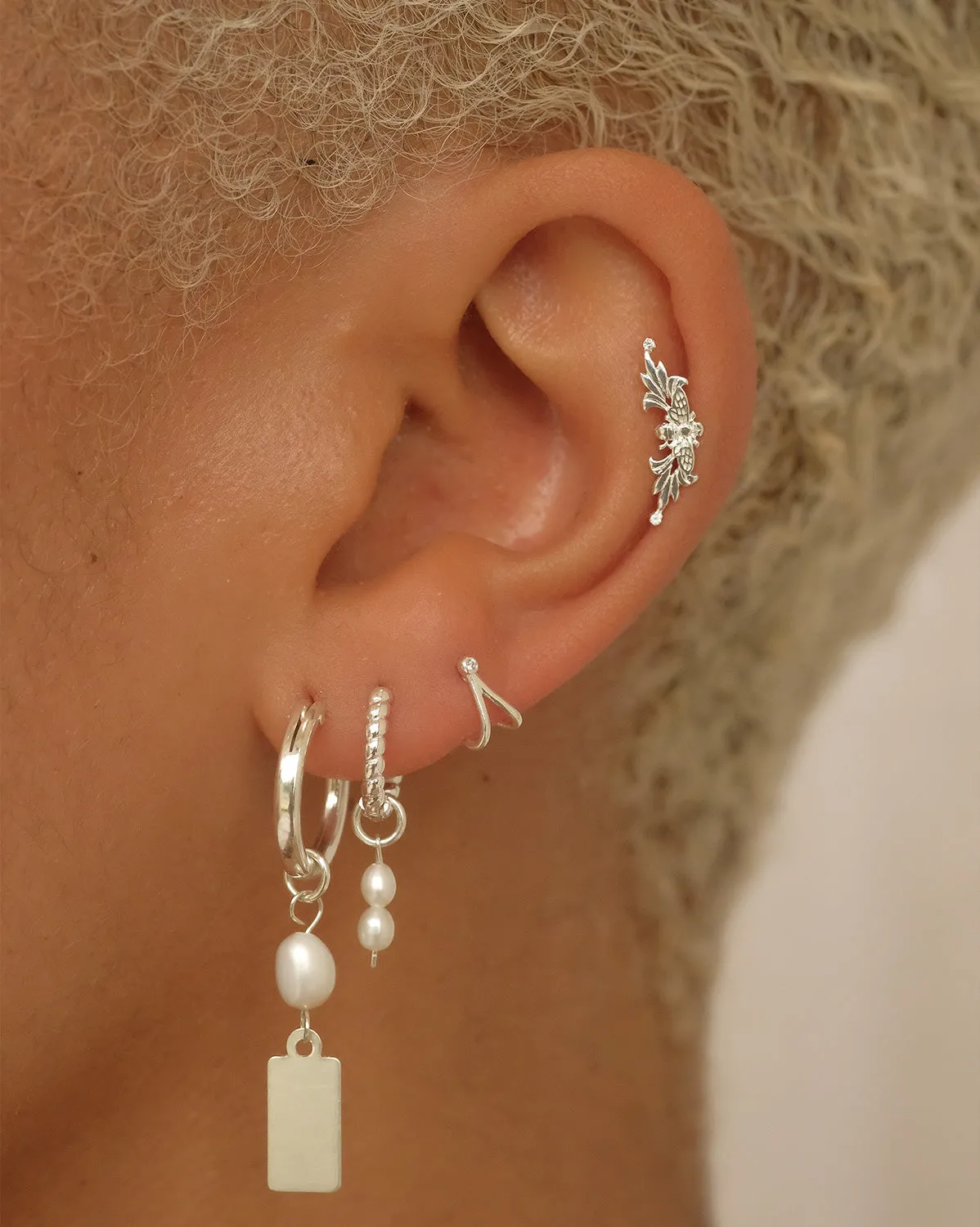 Faye Wishbone Single Stud - Sterling Silver