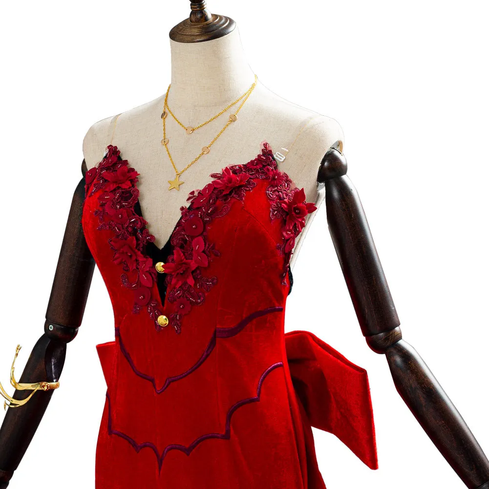 Final Fantasy VII Remake Aerith Aeris Gainsborough Red Party Dress Halloween Cosplay Costume