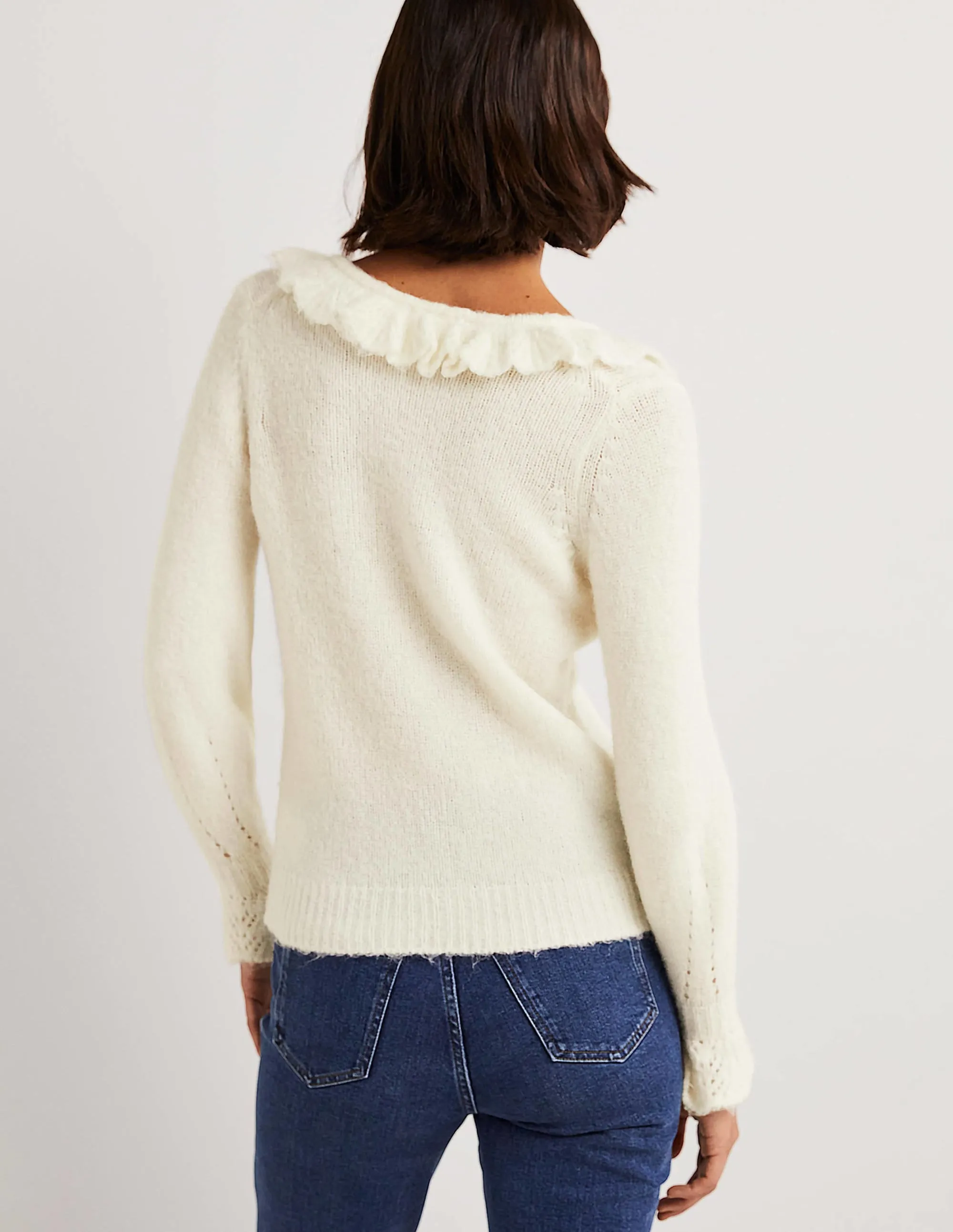 Fluffy Frill Jumper-Ivory