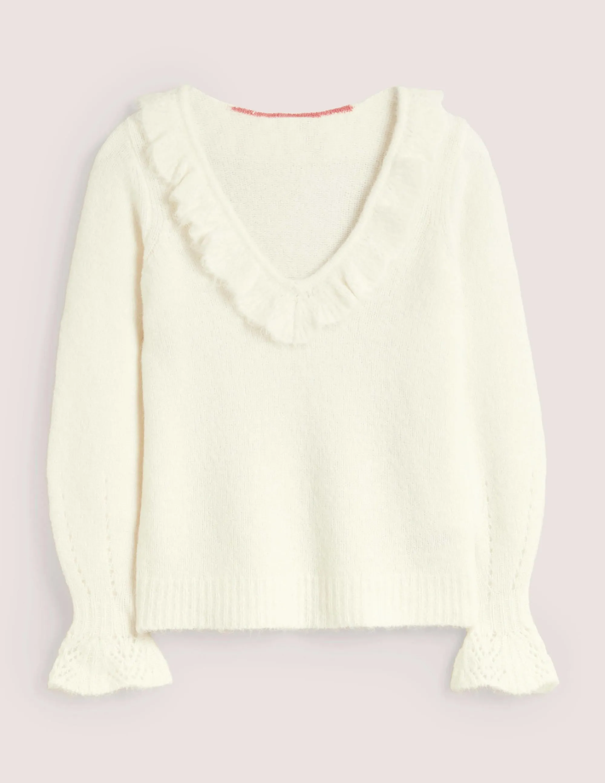 Fluffy Frill Jumper-Ivory